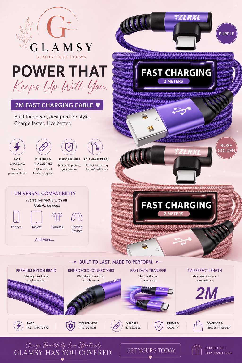 2M Fast Charging USB-C Cable