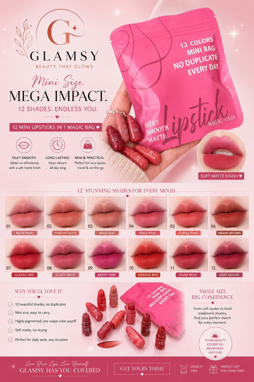 GLAMSY Mini Matte Lipstick Collection