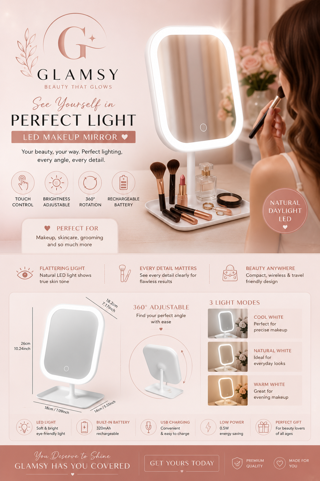 LED Rechargeable Makeup Mirror