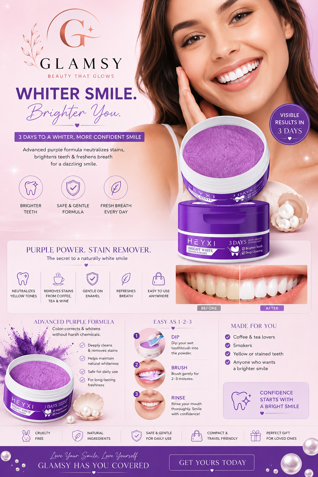 Purple Teeth Whitening Powder