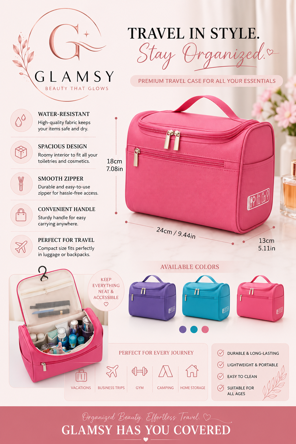 Luxury Travel Makeup Bag